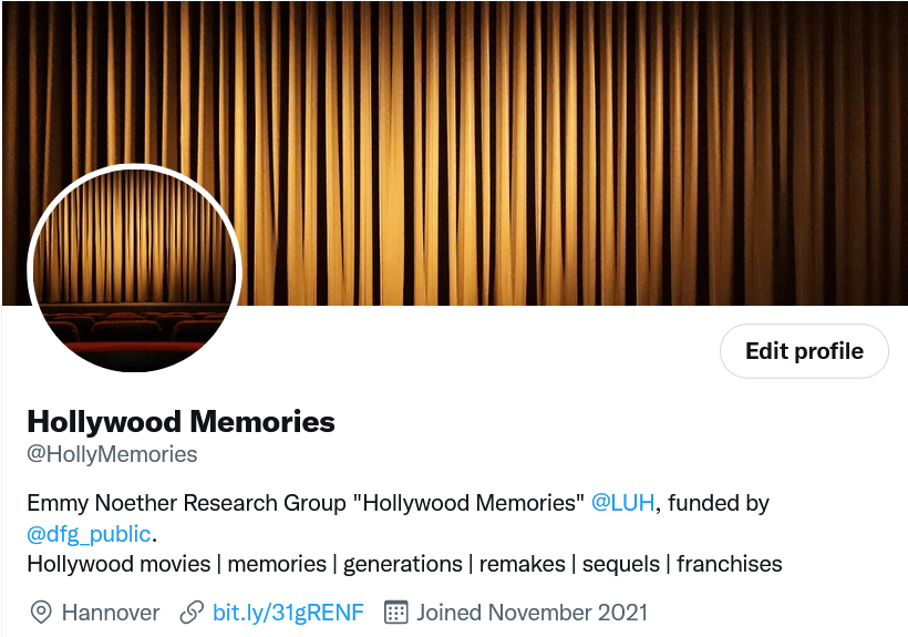 Bild des Twitter-Accounts von Hollywood Memories